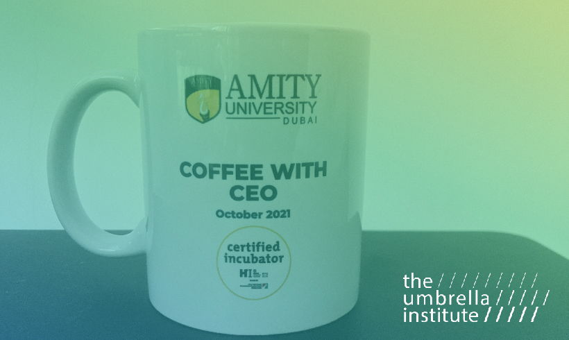 coffee ceo amity university Dubai startups sustainability incubator umbrella institute tui Anne Marie Thodsen